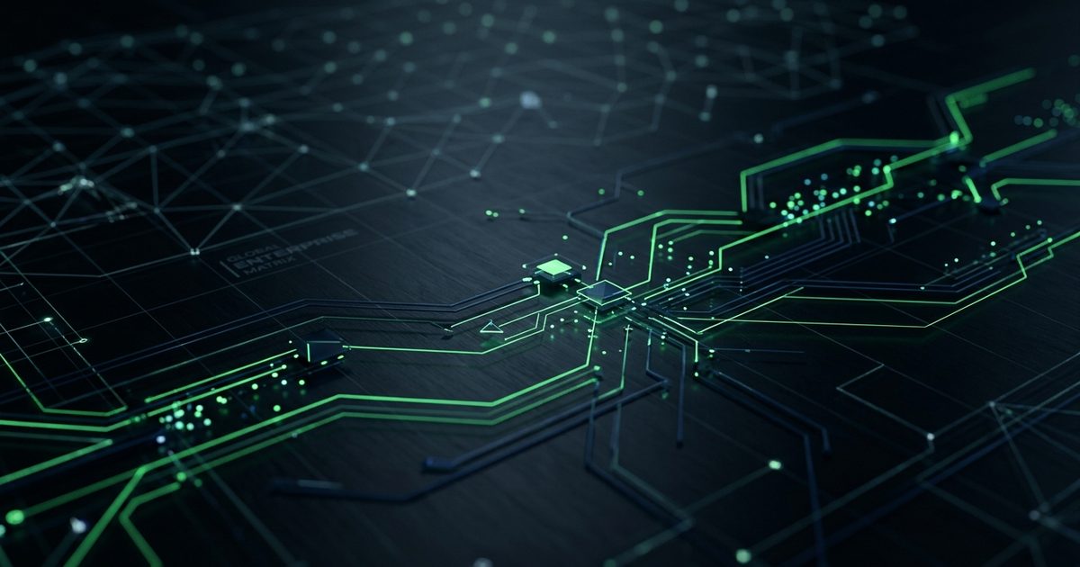 Glowing circuit-board lines representing AI technology